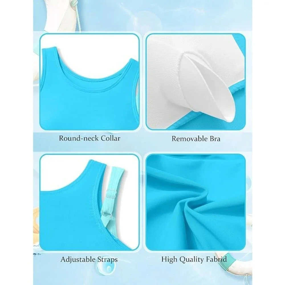 MIGU Girls' Swimsuits High Waisted Bathing Suits Bikini Set Adjustable SZ 8-10